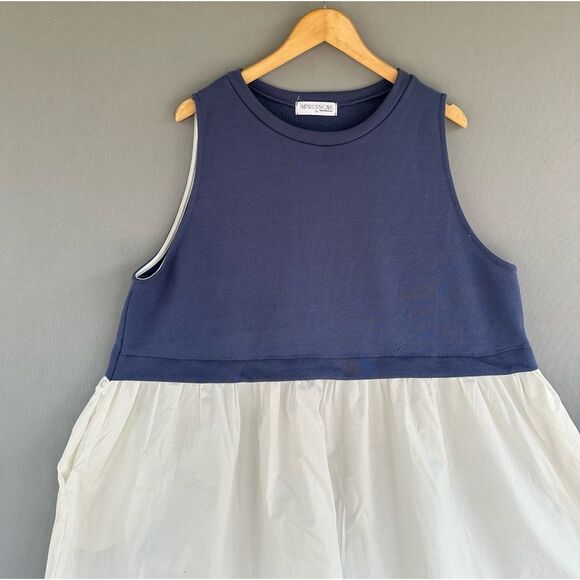 🎉5 for $45🎉 Impressionas Tunic Dress Women Size 1XL Blue White - Picture 3 of 9
